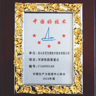 可溶性膠原蛋白獲2014年度中國(guó)好技術(shù)獎(jiǎng)